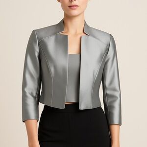 Tahari by Arthur S. Levine‎ Silver Cropped Blazer – Size 4